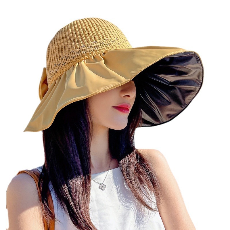 夏の女性のビニール抗ウルトラバイオレットソリッドカラー汎用メッシュ大規模な日焼け止め太陽帽子帽子