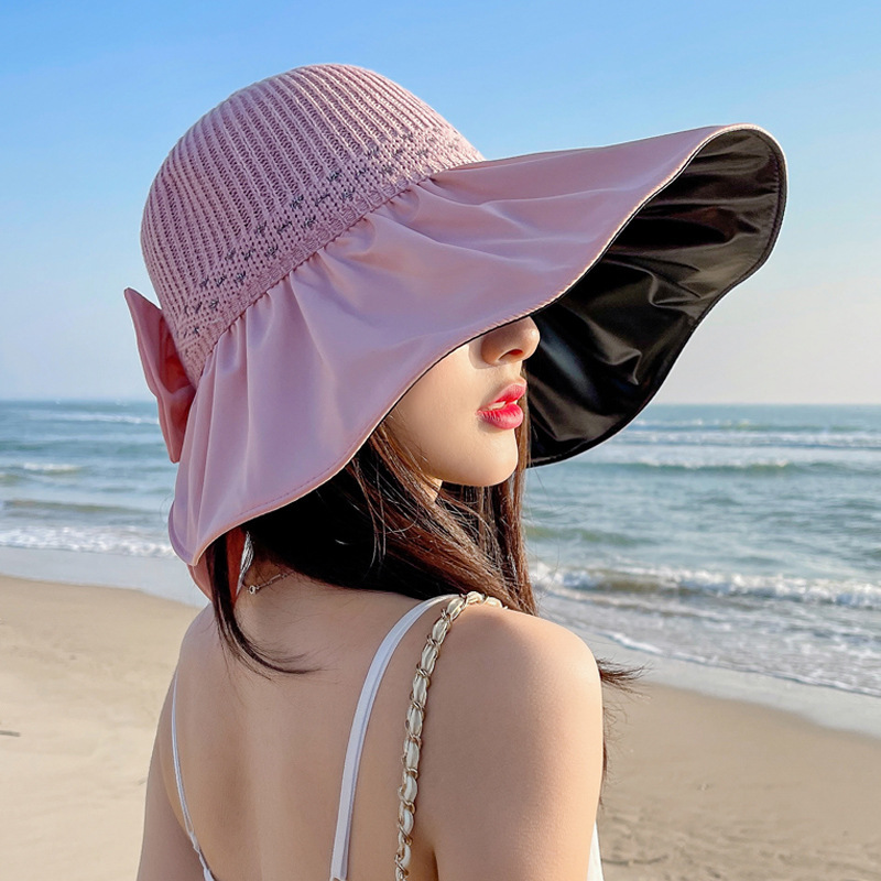 夏の女性のビニール抗ウルトラバイオレットソリッドカラー汎用メッシュ大規模な日焼け止め太陽帽子帽子
