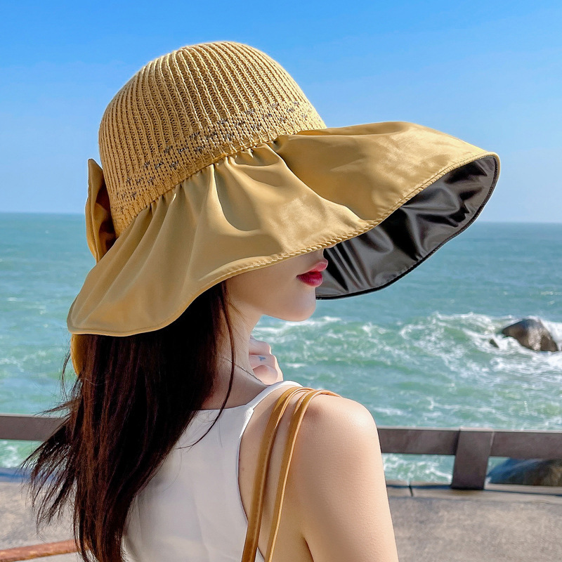 夏の女性のビニール抗ウルトラバイオレットソリッドカラー汎用メッシュ大規模な日焼け止め太陽帽子帽子