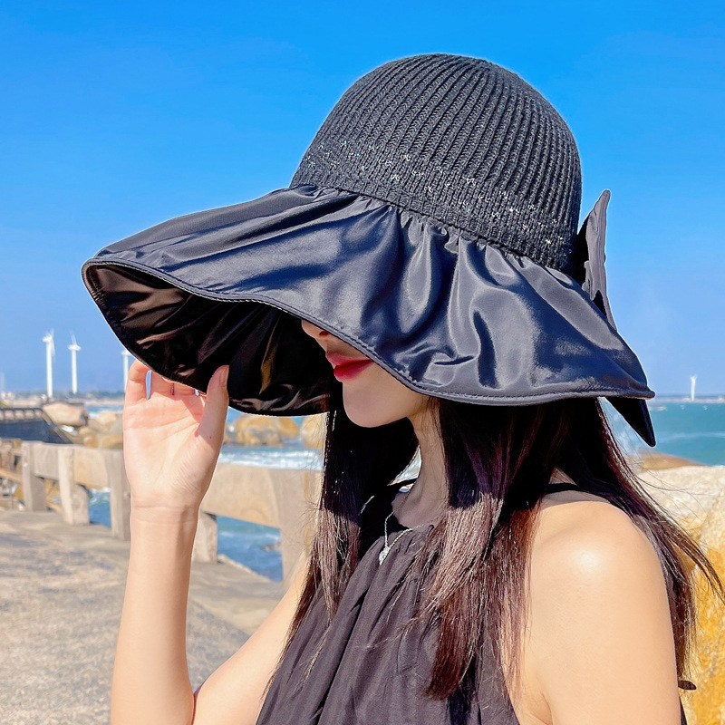 夏の女性のビニール抗ウルトラバイオレットソリッドカラー汎用メッシュ大規模な日焼け止め太陽帽子帽子
