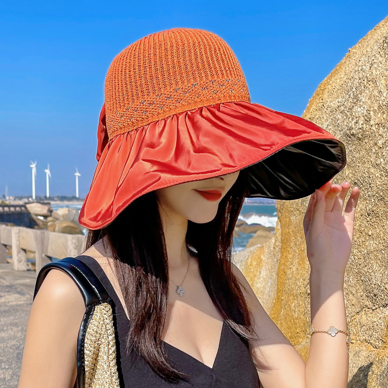 夏の女性のビニール抗ウルトラバイオレットソリッドカラー汎用メッシュ大規模な日焼け止め太陽帽子帽子