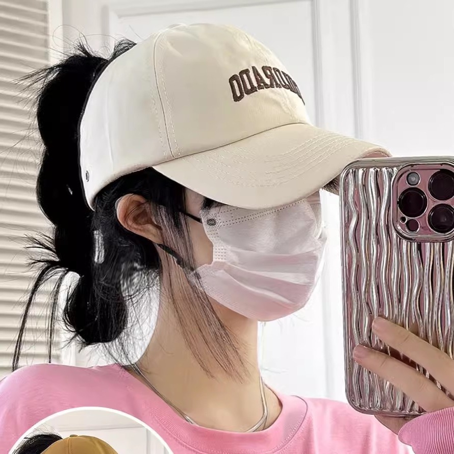 ポニーテール帽子供用2024新型夏の空トップランニングアヒル舌野球帽顔が小さく見える日よけ日焼け止め帽