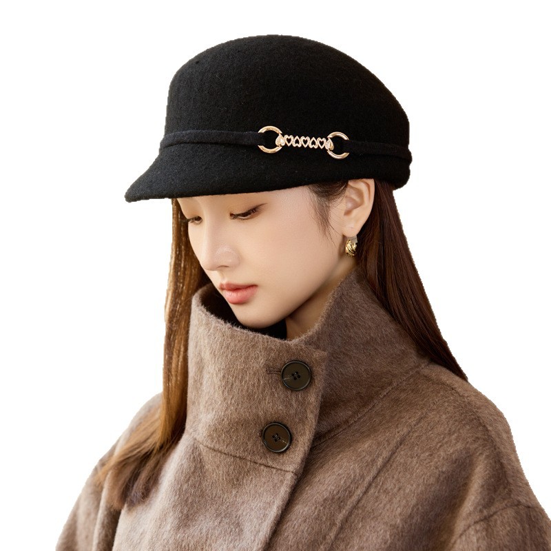 冬の帽子女性の羊毛暖かく優雅なハンチング帽気質高級感のある毛並みの鉢帽ファッション百合旅行帽