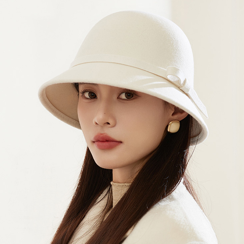 冬物コットンハット 女性 秋冬 フランス風 フレグランスファー エレガント メイドアップ ヘイゼン風 小さなパニエ帽